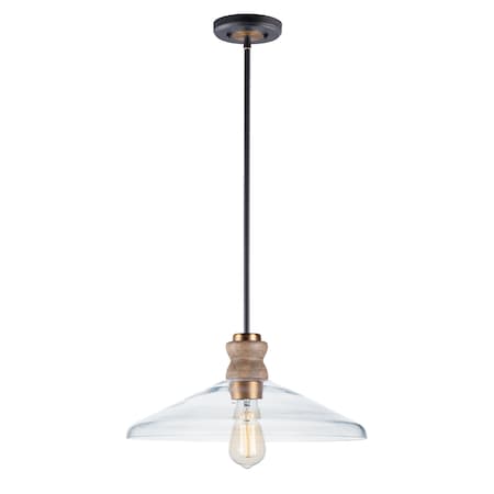 Nelson 1-Light 16 Wide Weathered Oak / Antique Brass Pendant Light